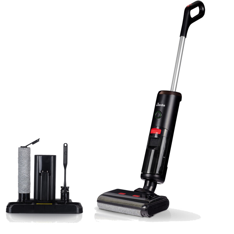 Vileda PureClean S5 Plus kabelloser Nass- & Trockensauger mit 220 W und 4000 mAh Akku, selbstreinigend, für gründliche Reinigung