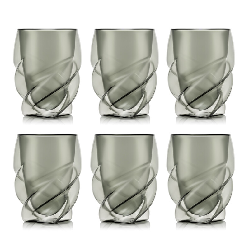 BODUM PAVINA PARIS Set de 6 verres à double paroi 270 ml - Gris transparent