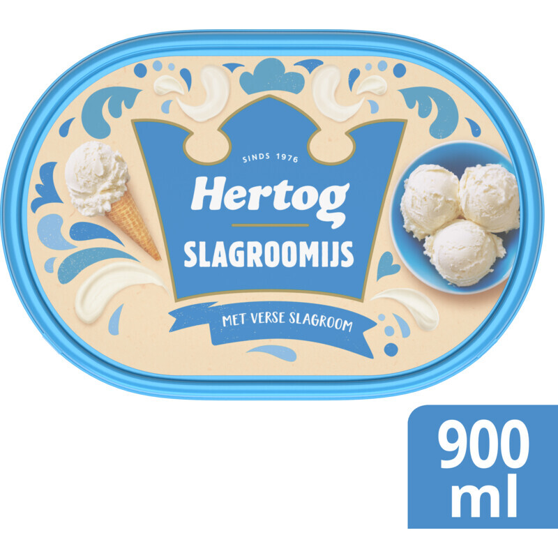 Hertog IJs IJssalon Slagroom 900 ml