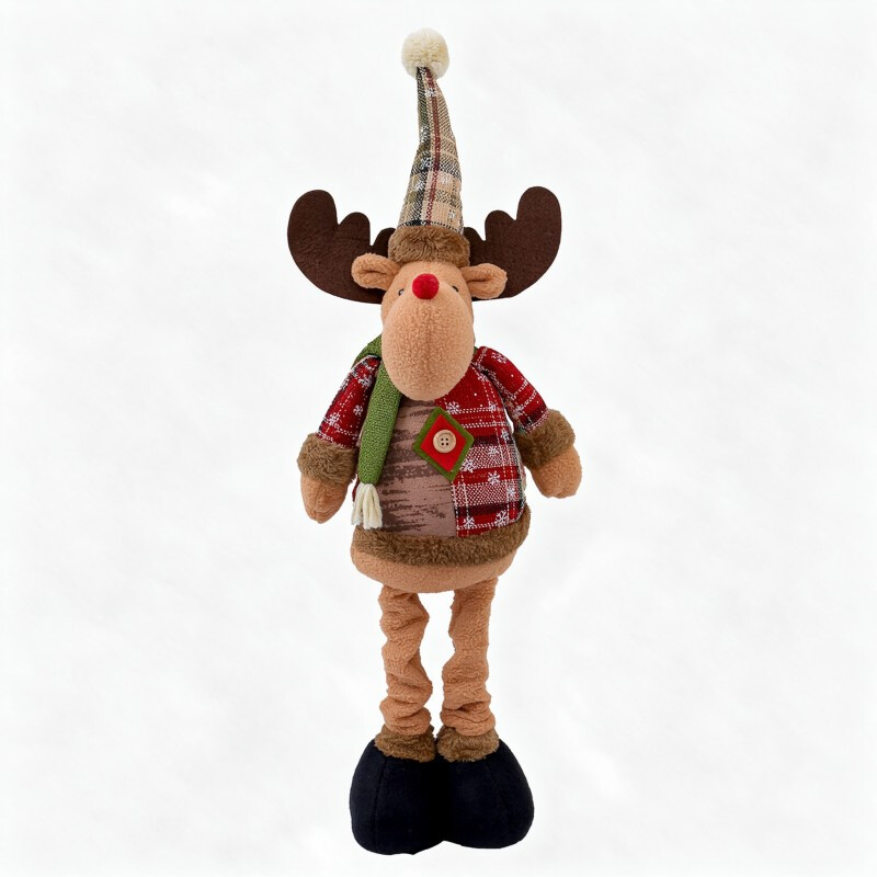 1 stuk 24 inch groot rekbare kerstfiguur staande rendierfiguur met dennenvertakkingen kerstornament huisdecoratie schattig kerstcadeau