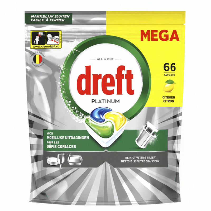 Dreft Vaatwastabletten Platinum All In One - 66 stuks