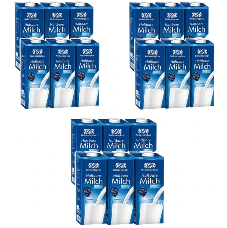 Vorteilspack 3 x Weihenstephan Haltbarer Milch 1,5 % 12 x 1 L
