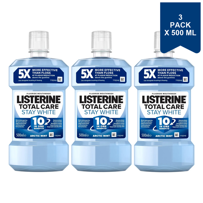 Listerine Total Care Stay White Arctic Mint Mondwater 500 ml (3-Pack)