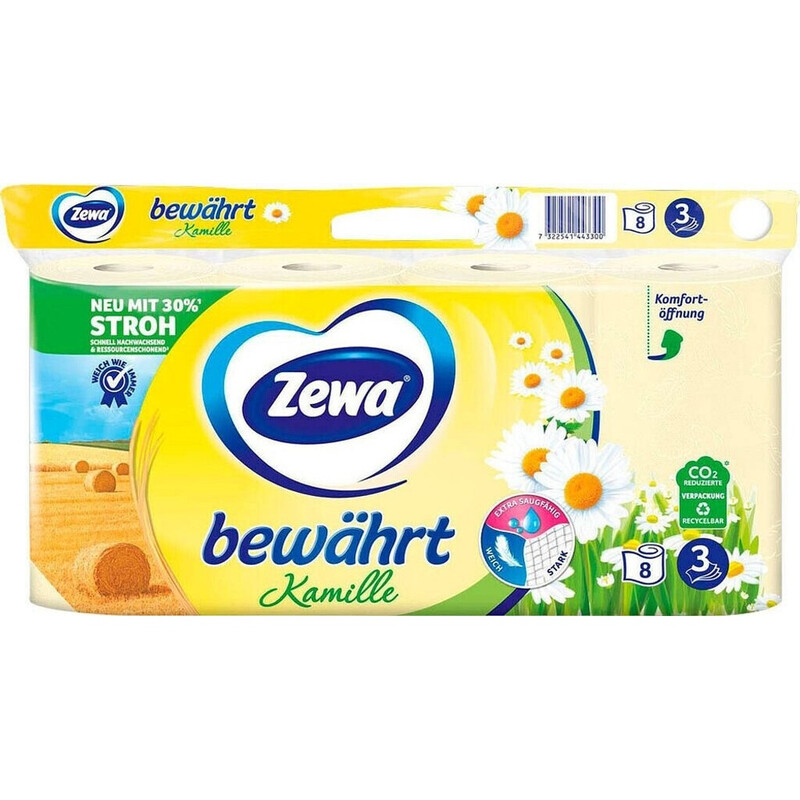 Zewa Toilettenpapier Kamille 3lg (8x150 Blatt Packung)