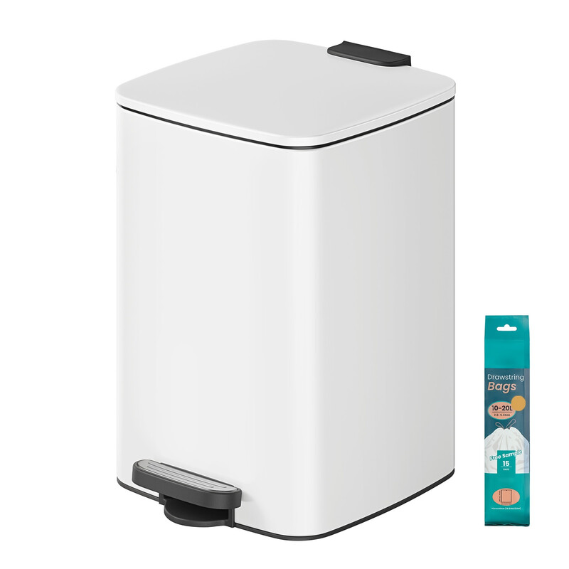 Ochama X Songmics 20L Trash Can, Kitchen Garbage Can, Soft Close And Stays Open, White