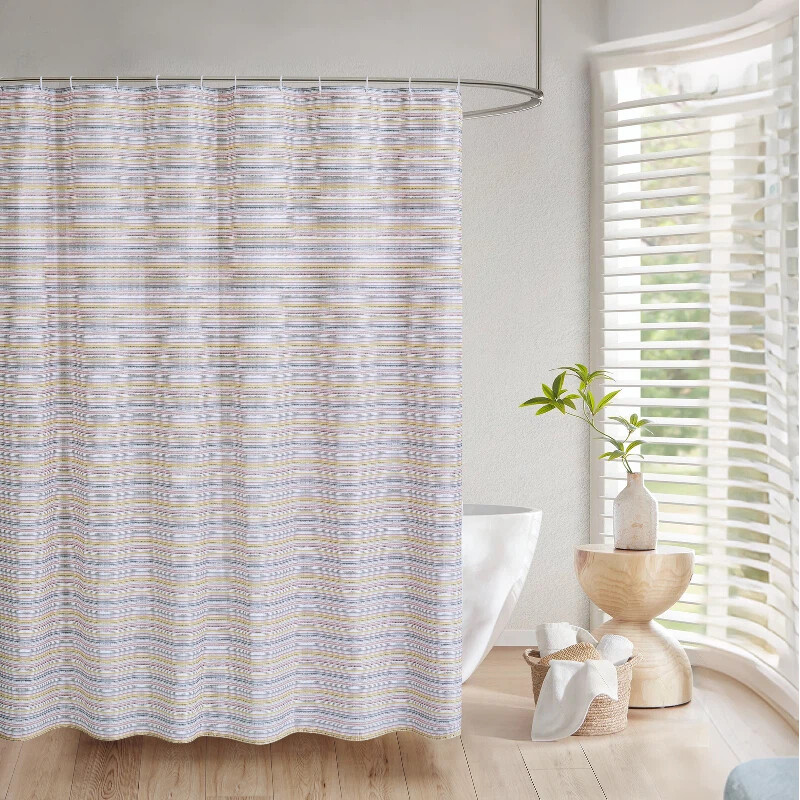 MEROPE Polyester douchegordijn met print Linear Rhythm 180x180cm, 1-pack