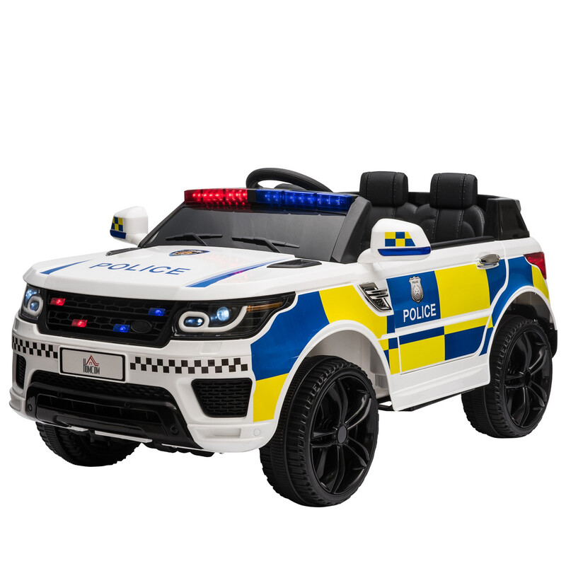 370-187V70 HOMCOM 12V Electric Car for Kids, Ride on Police Car with 2 Motors, Remote