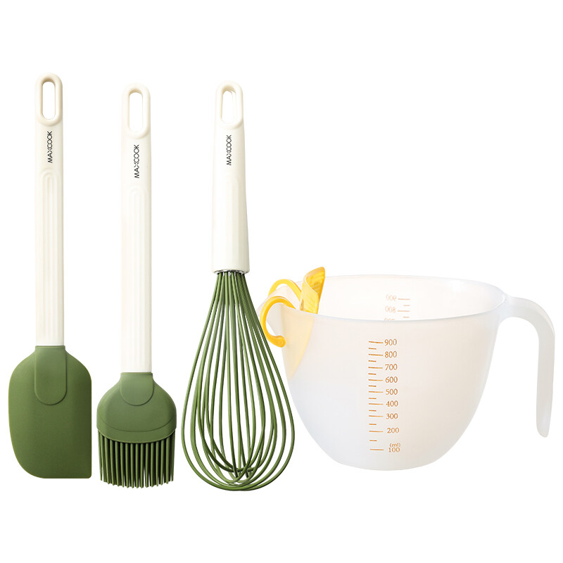 Maxcook oliekwast, schraper, zeefmaatbeker, garde, kwast, spatel en mengkom, bakgereedschapset van 4 stuks MCPJ5526