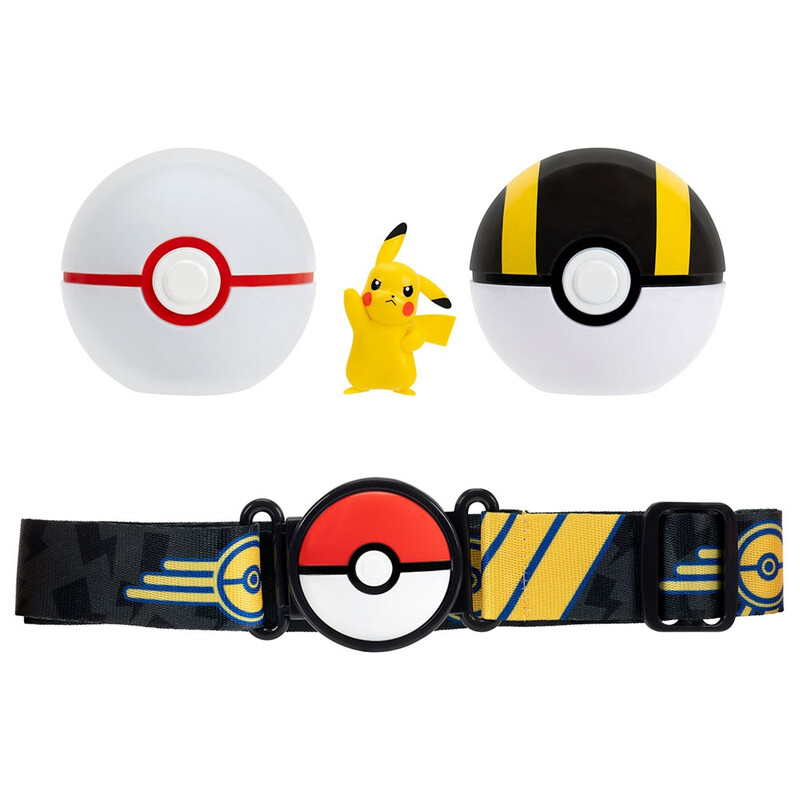 Clip 'N' Go Poke Ball Belt Set Including Pikachu #5 with Premier Ball, Ultra Ball & E