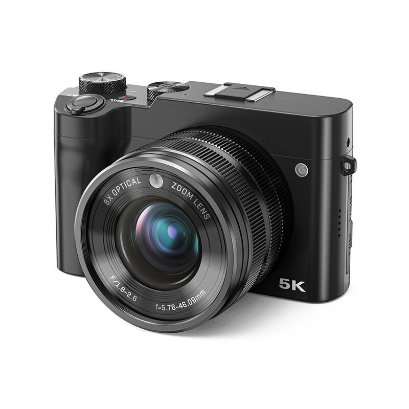 Songdian digitale camera met 8x optische zoomlens, 5K 64MP dubbele lenscamera, full-color nachtzicht (zwart)