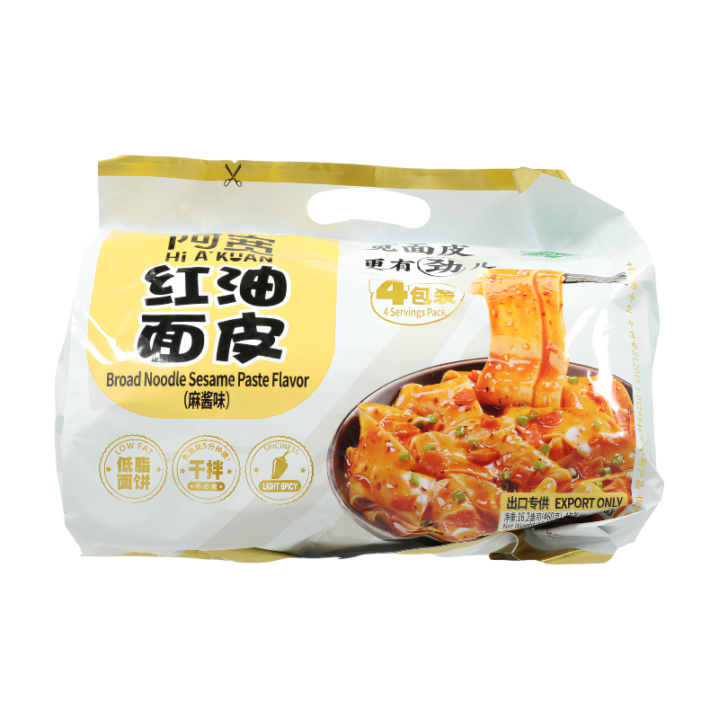 A'KUAN Broad Noodle Sesame Paste Flavor, 460g