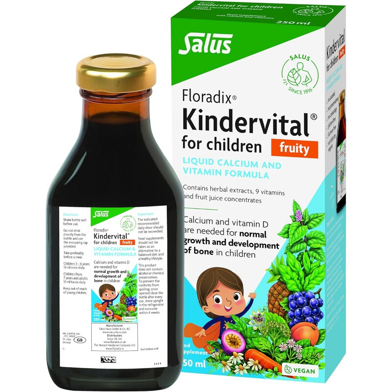 Floradix Kindervital Bone Support Liquid Calcium & Vitamin Formula For Children Fruity - 250Ml
