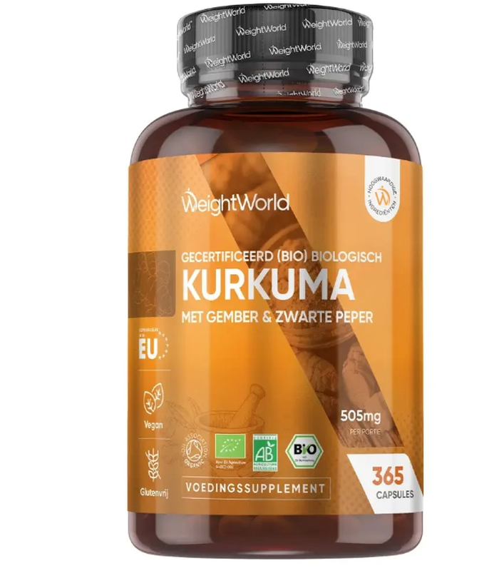 WeightWorld Curcumine avec gingembre et poivre noir en gélules 500 mg - 180 gélules