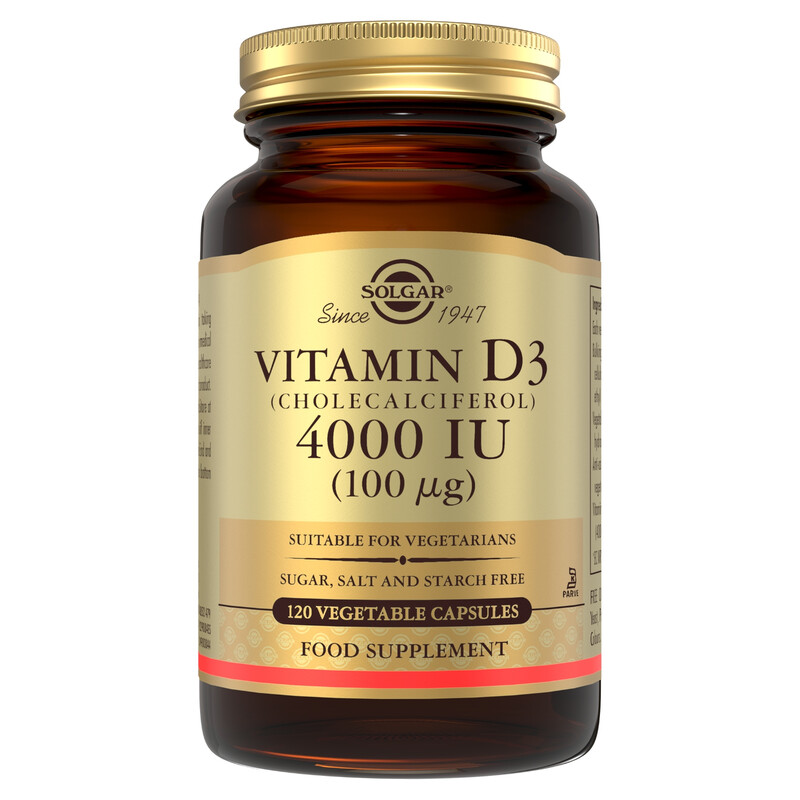 SOLGAR Vitamin D3 4000IU 120 Vegetable Capsules Keeps Bones and Teeth Healthy