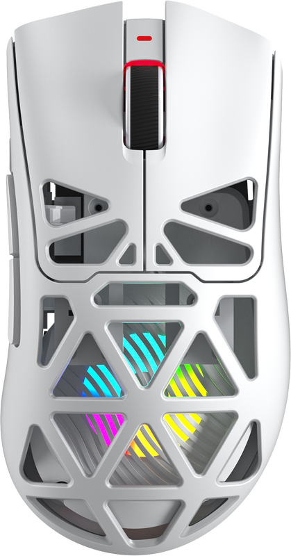 AULA SC620 Draadloze Gaming Muis, BT5.0/2,4 G/USB-C, met PixArt PAW3311 Sensor, 12000 DPI, 8 KHz, Fire Button, 7 Programmeerbare Knoppen, 67 g Lichtgewicht, 400 mAh Batterij, RGB Gaming Muis voor PC/Mac - Wit