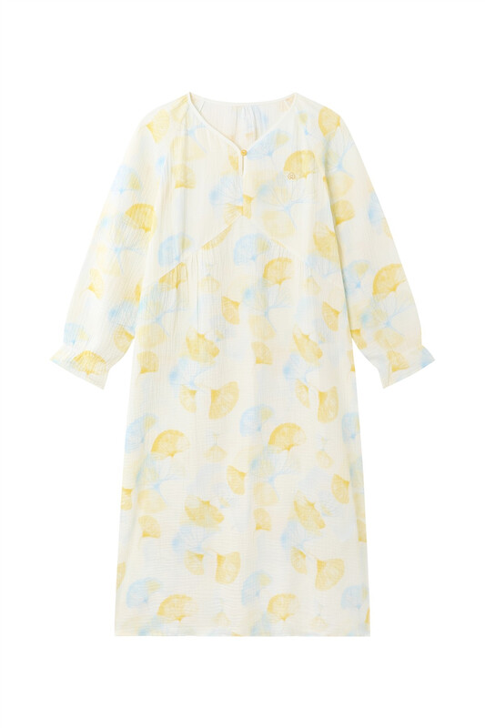 Women's Air-pleated Gauze Loungewear Skirt,Ginkgo Leaves in Autumn Collection,UK 12 (