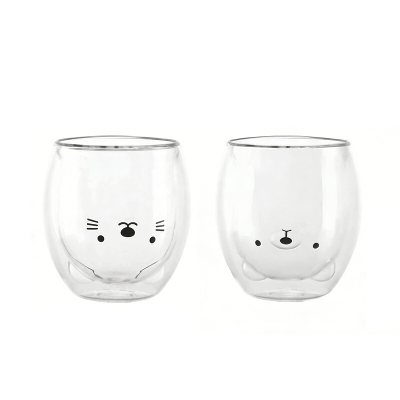 Glass CupTea Glasses Drinking Glasses Coffee Glass Straw2 260ml 2pcs