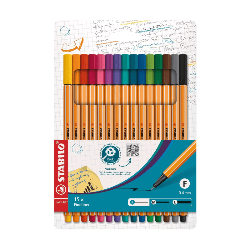 STABILO point 88 - Fineliner - Verpakking van 15 - Assortiment Kleuren