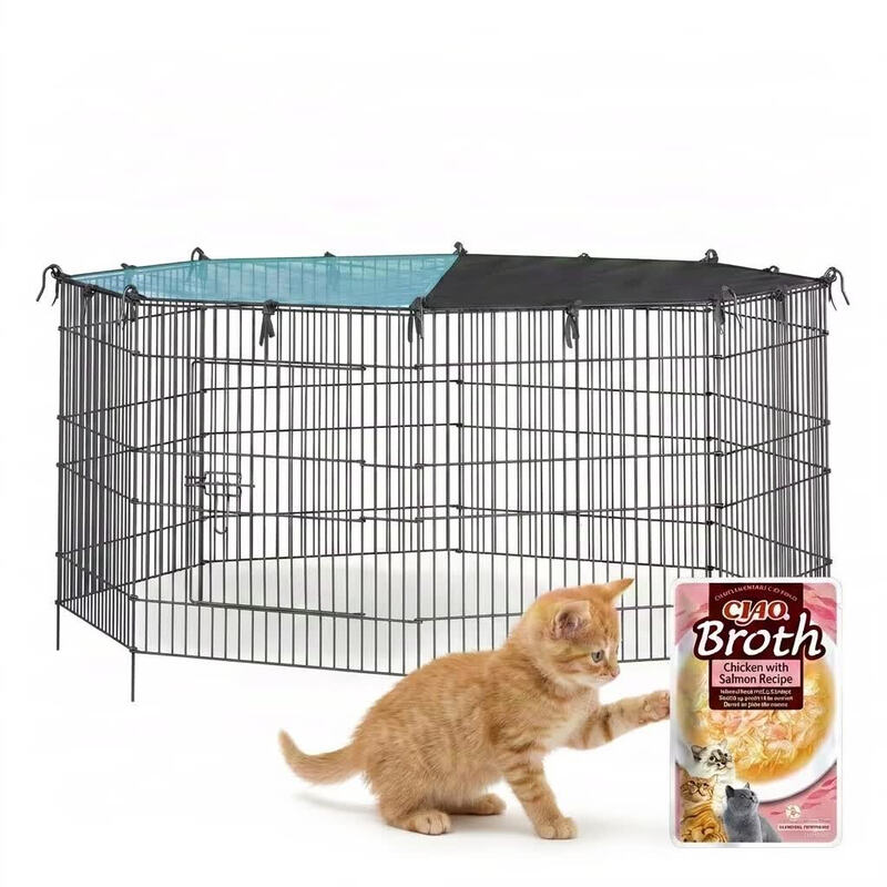 JOYFURNOS Kleintiergehege 138 x 138 x 60 cm und INABA Brühe Huhn mit Lachs Rezept