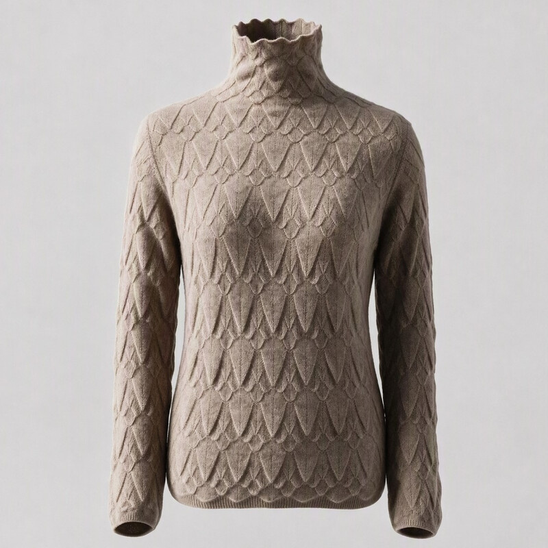 100 % Kaschmir Kabelstrick Schlauchschal Pullover für Damen - Braun Herbst Winter Strickwaren Naturviolett M
