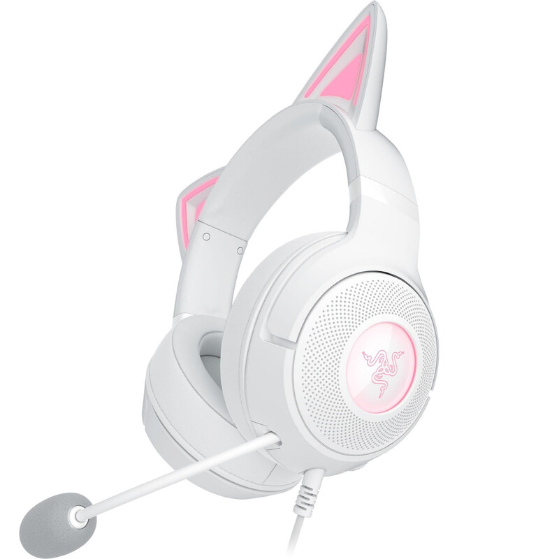 Razer Kraken Kitty V2 USB-Gaming-Headset mit Katzenohren in Weiß für PC - RGB-Beleuchtung & Crystal Clear Audio