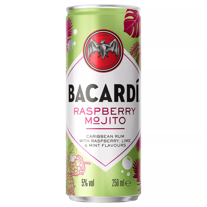 Bacardi White Raspberry Mojito Flavoured Alcoholic Drink 250Ml