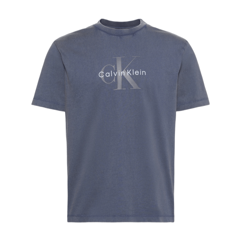 Calvin Klein Men's Washed Cotton Monogram T-Shirt - Blue Nomad
