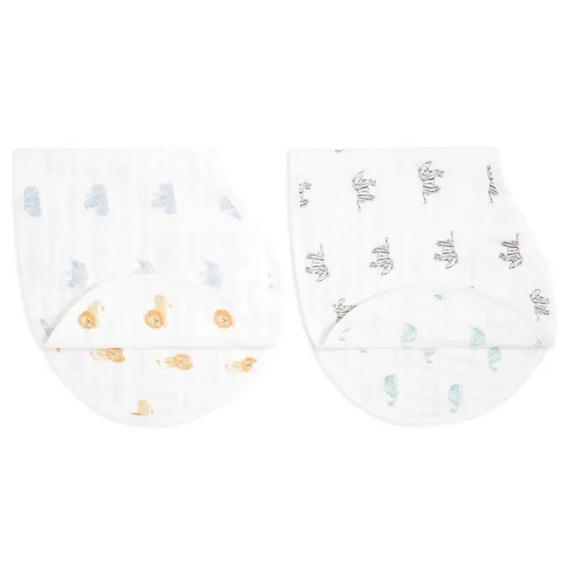 ™ Boutique Cotton Muslin Burpy Bibs 2 Pack Animal Kingdom