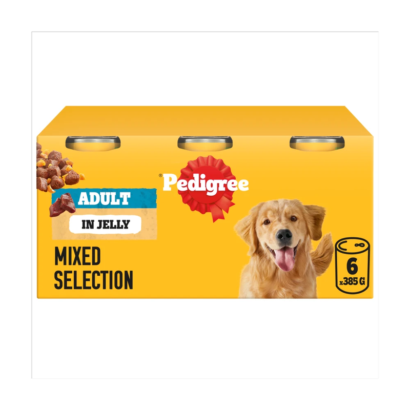 Adult Wet Dog Food Mixed Selection Chunks in Jelly 6 x 385g Can