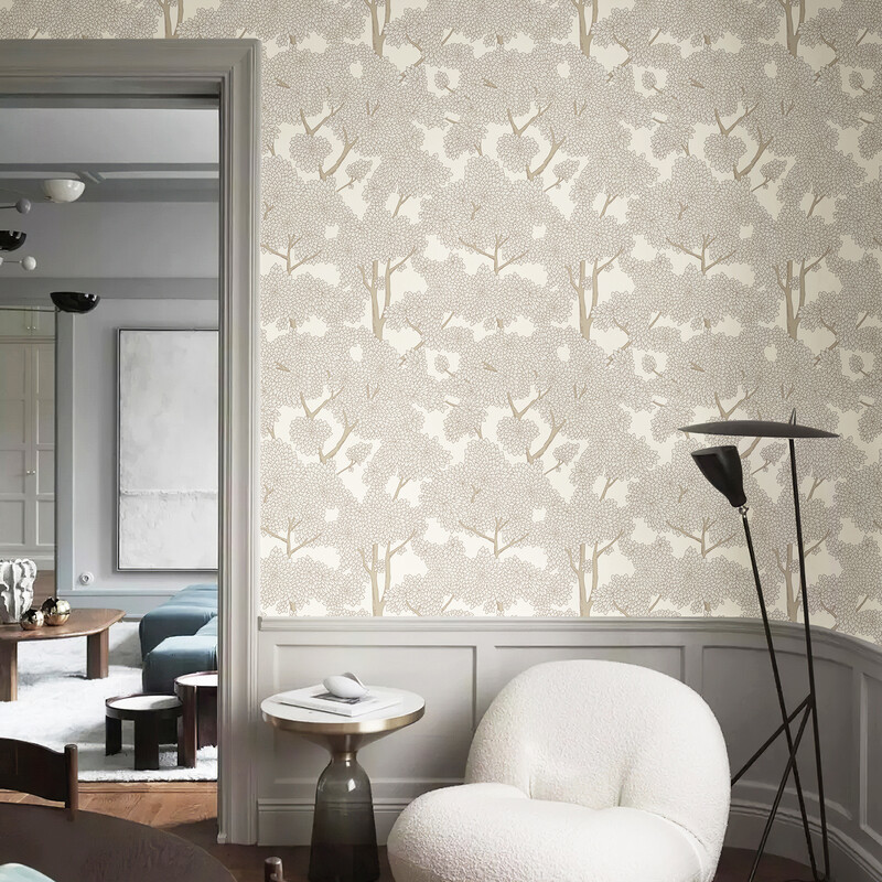 Lush Branches Peel and Stick Wallpaper Gray 44x305cm 1 Roll