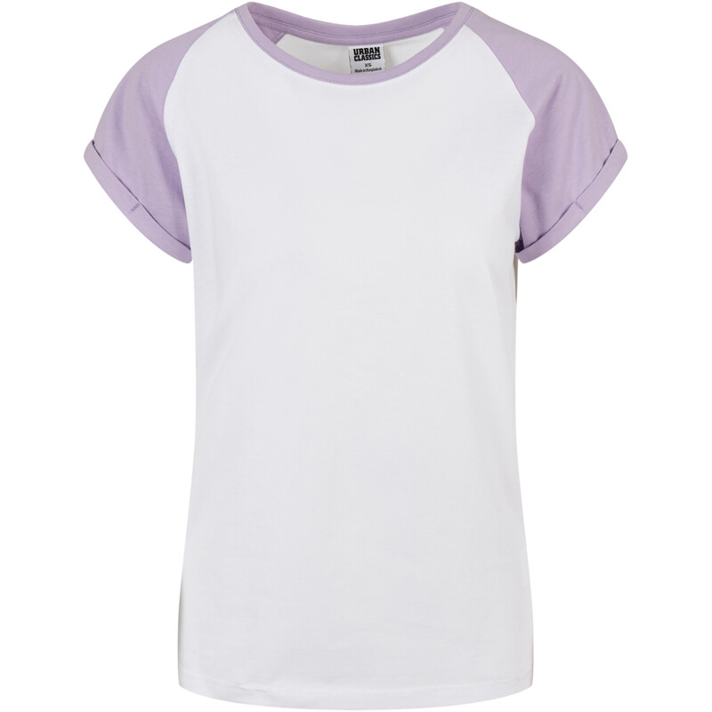Urban Classics Damen Raglan-T-Shirt mit Kontrastfarben weiß/flieder