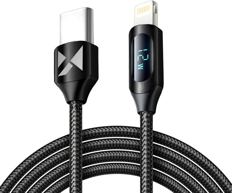 Wozinsky WUCLC2 Black Lightning auf USB-C Kabel 36W 480 Mbps 2m mit Anzeige