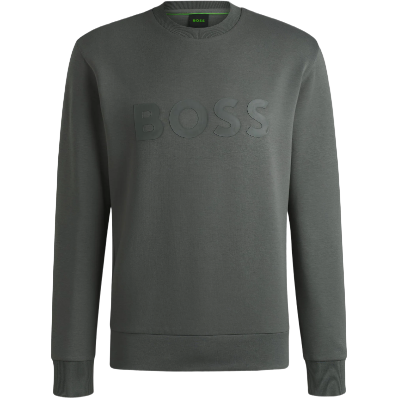 ‎Boss Dark/Grey Boss Stretch-Cotton Sweatshirt With Sandwich Logo