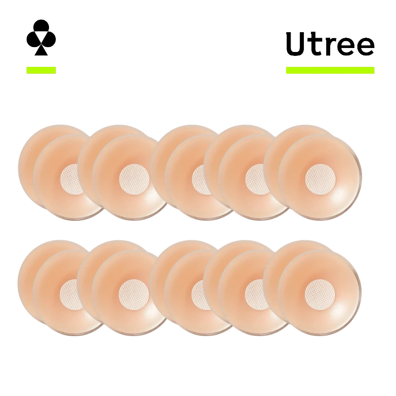 Utree - Damen Brustpads aus Silikon, verhindern Beulen, ohne BH, unsichtbar, 10 Paar runde Pads