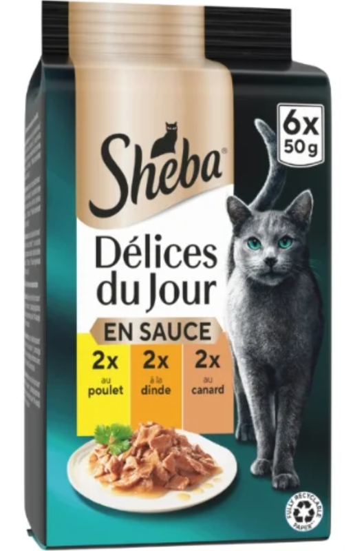 Pâtée Pour Chat Adulte En Sauce Poulet Dinde Sheba Les 6 Sachets Fraîcheur