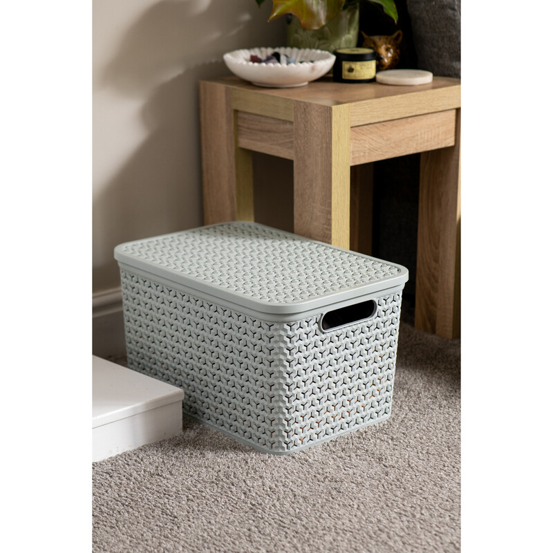 Large Urban Store Basket with Lid - 24L-Cool Grey