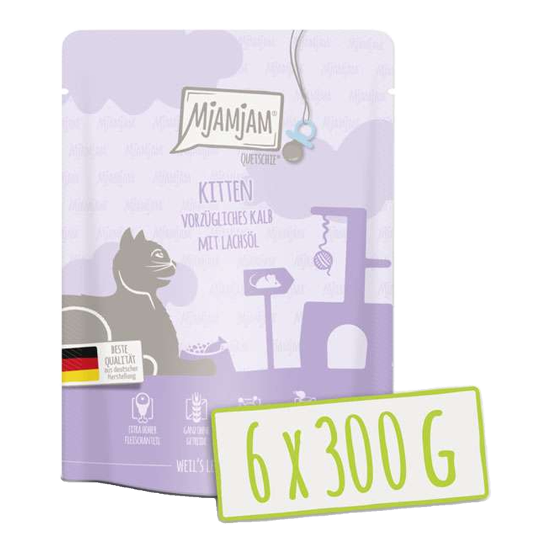 MjAMjAM - Quetschie - Kitten - Exquise Kalfsvlees met Zalmolie 300g*6