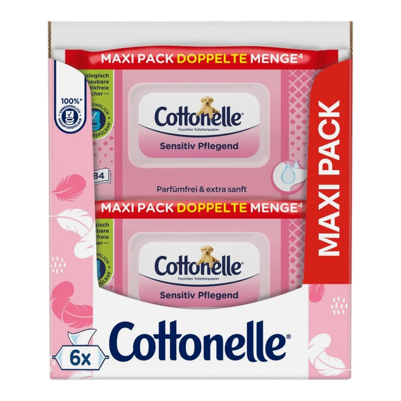 Cottonelle Feuchttücher Sensitivpflege Maxipack 6×84 Tücher