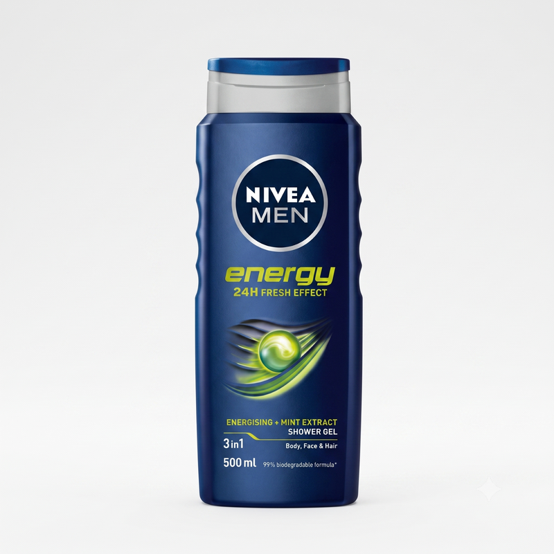NIVEA MEN Energy Douchegel - 3-in-1 Shower Gel Met Mintextract - Shampoo - 500 ml