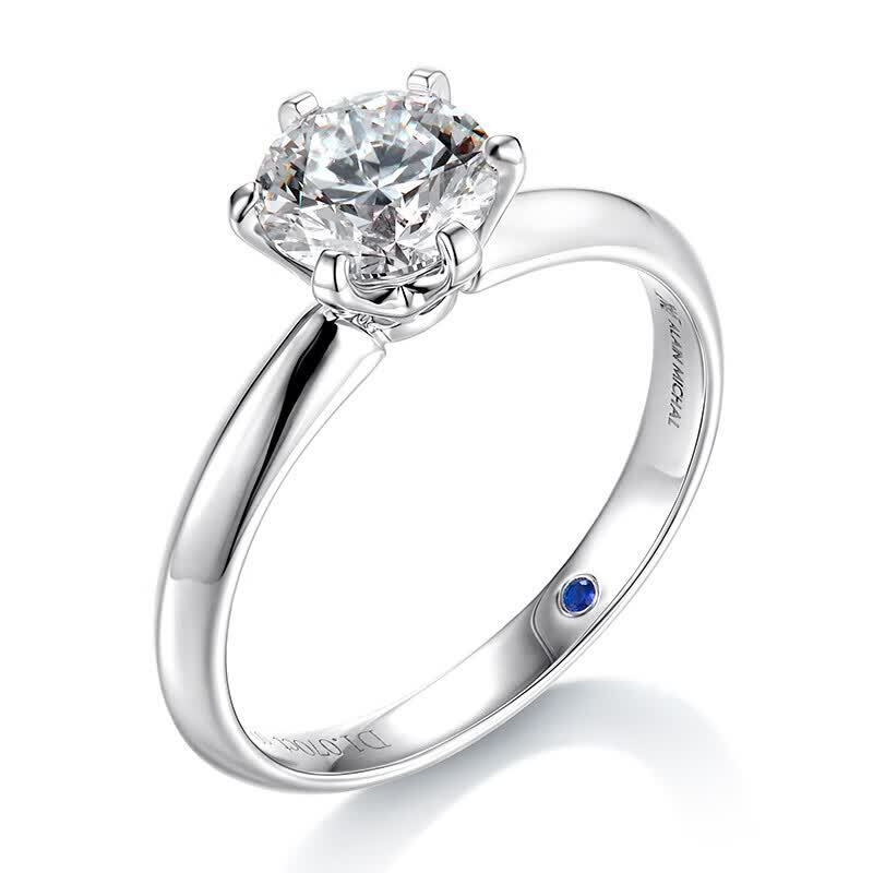 ALAIN MICHAL Classic Collection Labor-gewachsener Diamantring mit Saphir S925 Silber 1 Karat Diamantring Verlobung D/VVS Blauer Fleck