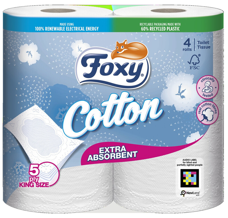 Foxy Cotton Toilet Roll 4 Rolls 5Ply
