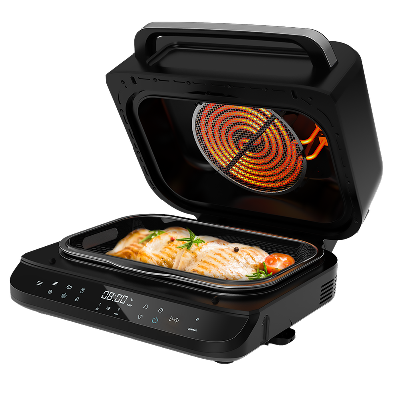 Cecotec Heißluftfritteuse und Grill 2400 W – Cecofry FireDome 6000, ölfreie Heißluftfritteuse und elektrischer Indoor-Grill, 6 Kochmodi, 4 Grillstufen