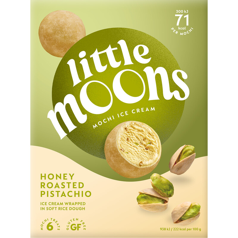 Little Moons Mochi-Eiscreme Honig-Röst-Pistazie 6 × 30 g