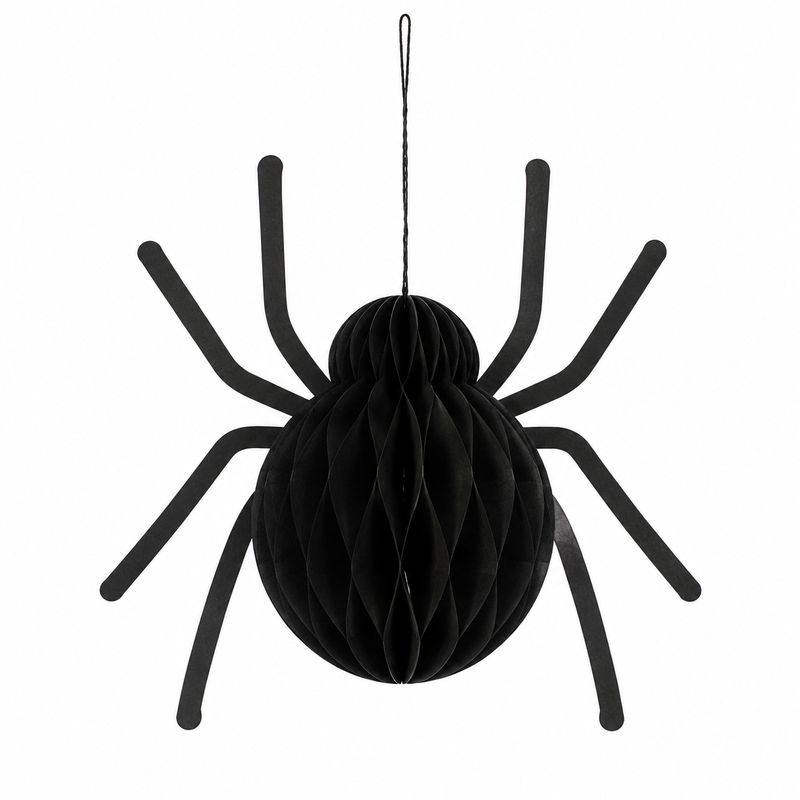 Festive 20cm Paper Honeycomb Black Spider