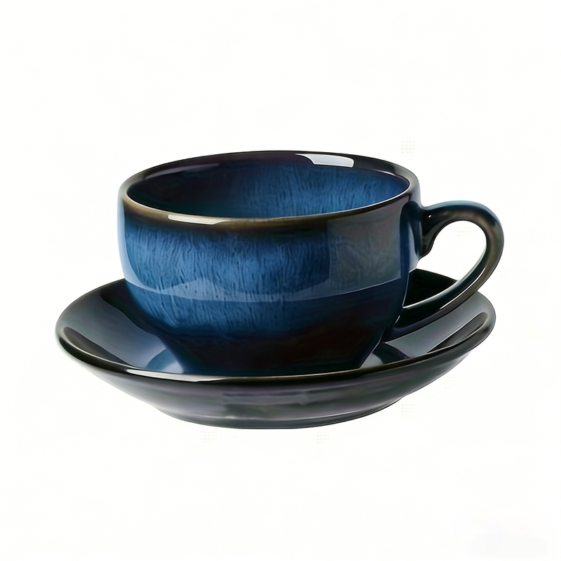 YumiPLUS Retro Blue koffiebeker met vaatset (1 stuk)