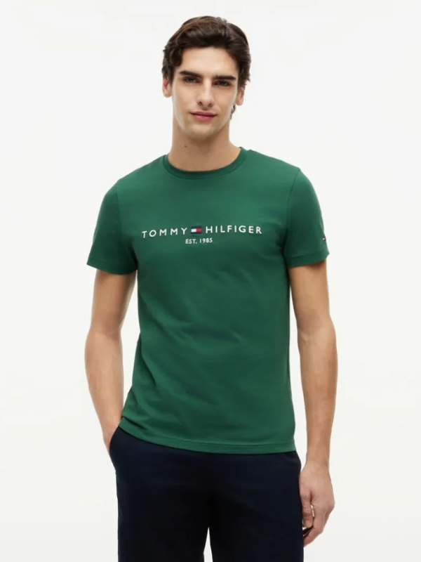 Tommy Hilfiger Green Msw Logo Embroidery Slim T-Shirt - Street