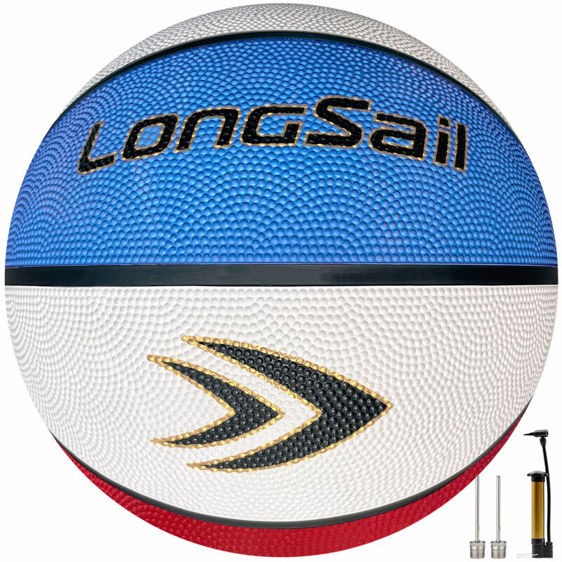 High-quality Rubber Basketball（22"） Size3# Red/White/Blue