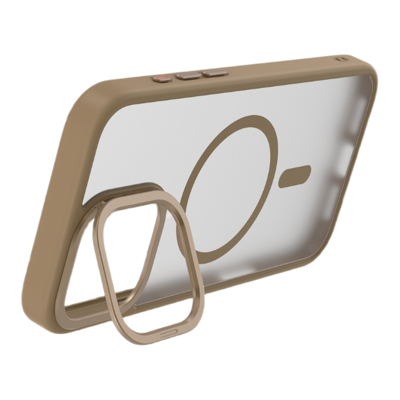 Comma Joy Elegant Metal Bracket Magnetic Anti-Shock Case iPhone 16 Pro Max Desert Titanium