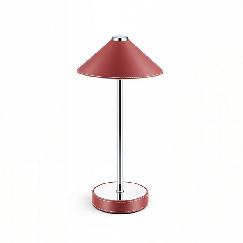 Rode leren tafellamp