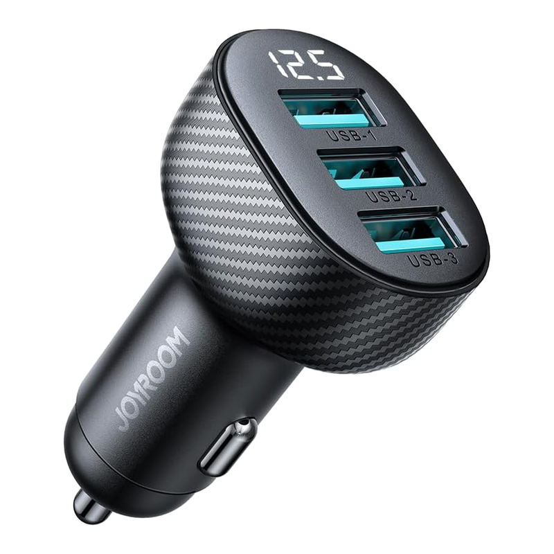 Joyroom JR-CCD03 Autolader mit 3,4 A Digitalanzeige, 3 USB-A Anschlüsse, schwarz